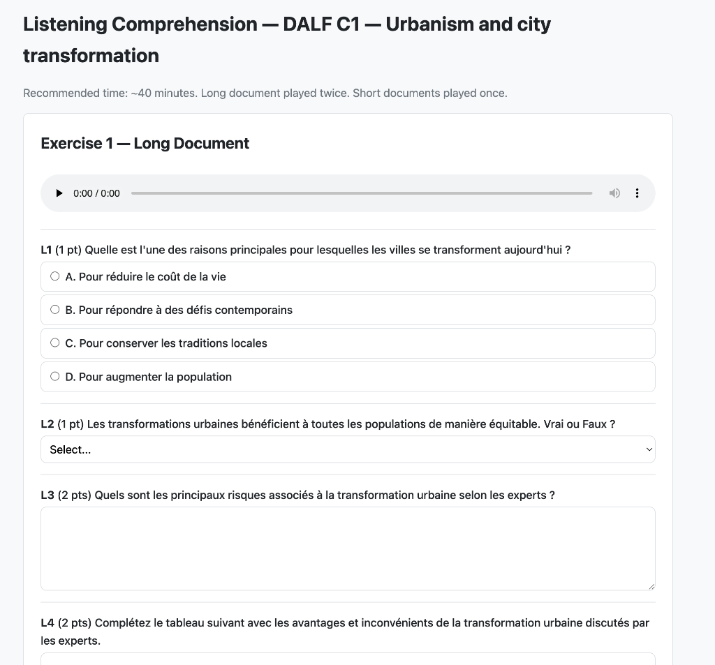Listening Comprehension Exercise